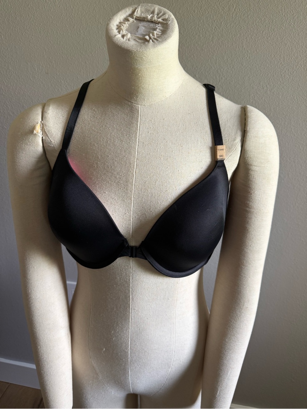 PINK Victoria's Secret Black Front‑Closure T-Shirt Bra